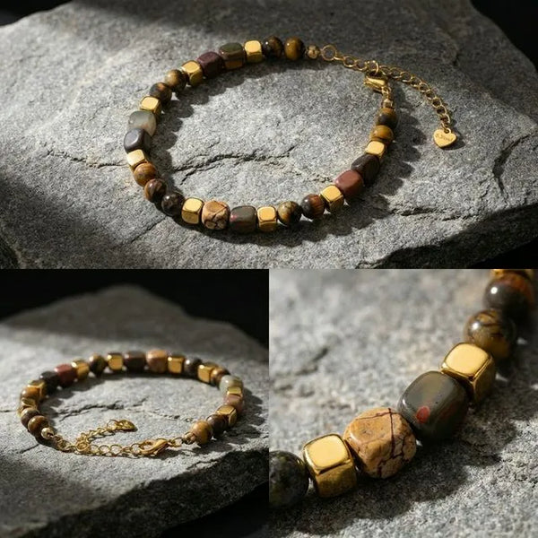 Picasso Jasper Stainless Steel Natural Stone Bracelet