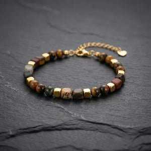 Picasso Jasper Stainless Steel Natural Stone Bracelet