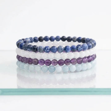 Pisces Zodiac Energy Stone Stack of 4 Bracelet