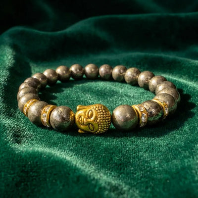 Pyrite Natural Buddha Stone Bracelet - Soultheory certified