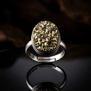Natural Pyrite Stone Ring - Financial Abundance