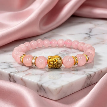 Rose Quartz Natural Stone Buddha Bracelet