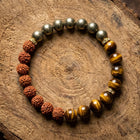 Rudraksh Pyrite and Tiger Eye bracelet for Peace, Courage and Success