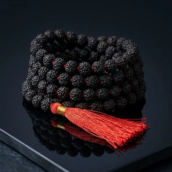 Original Black Rudraksha Mala - 108+1 Beads — Soultheory certified