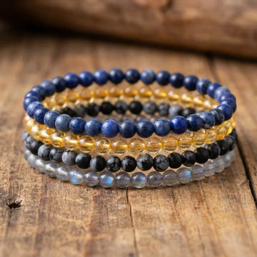 Sagittarius Zodiac Energy Stone Stack of 4 Bracelet
