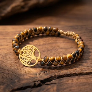 Tiger Eye Stone Tree of Life Bracelet