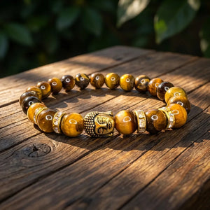 Tiger Eye Natural Stone Buddha Bracelet