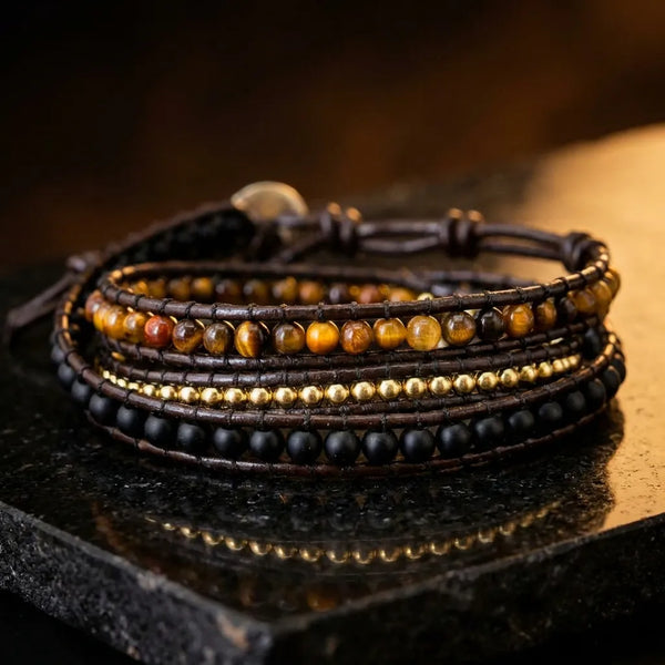 Tiger Eye Triple Layer Protection Wrap Bracelet