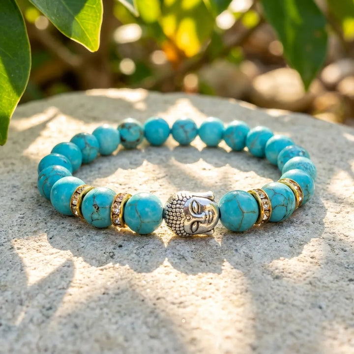 Turquoise Natural Buddha Stone Bracelet - Soultheory certified