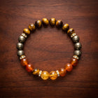 Wealth Bracelet with Citrine, Pyrite, Tiger Eye, Red Carnelian Stones