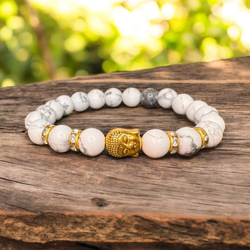 Howlite Natural Stone Buddha Bracelet