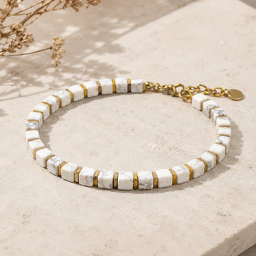 Howlite Bracelet with Golden Hematite - Natural Peace Bracelet