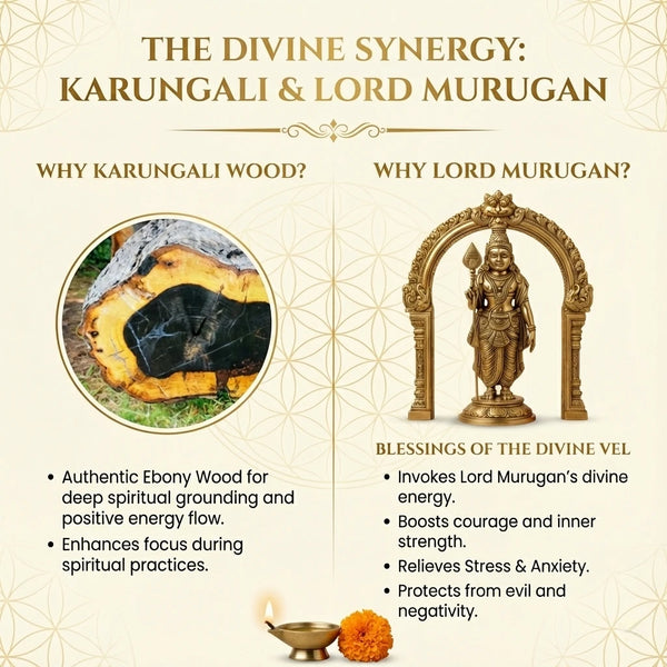 Murugan Om Vel Trishul Karungali Malai Silver Cap