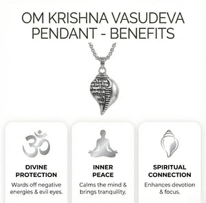 Krishna Vasudevaya Mantra Shankh Pendant Necklace