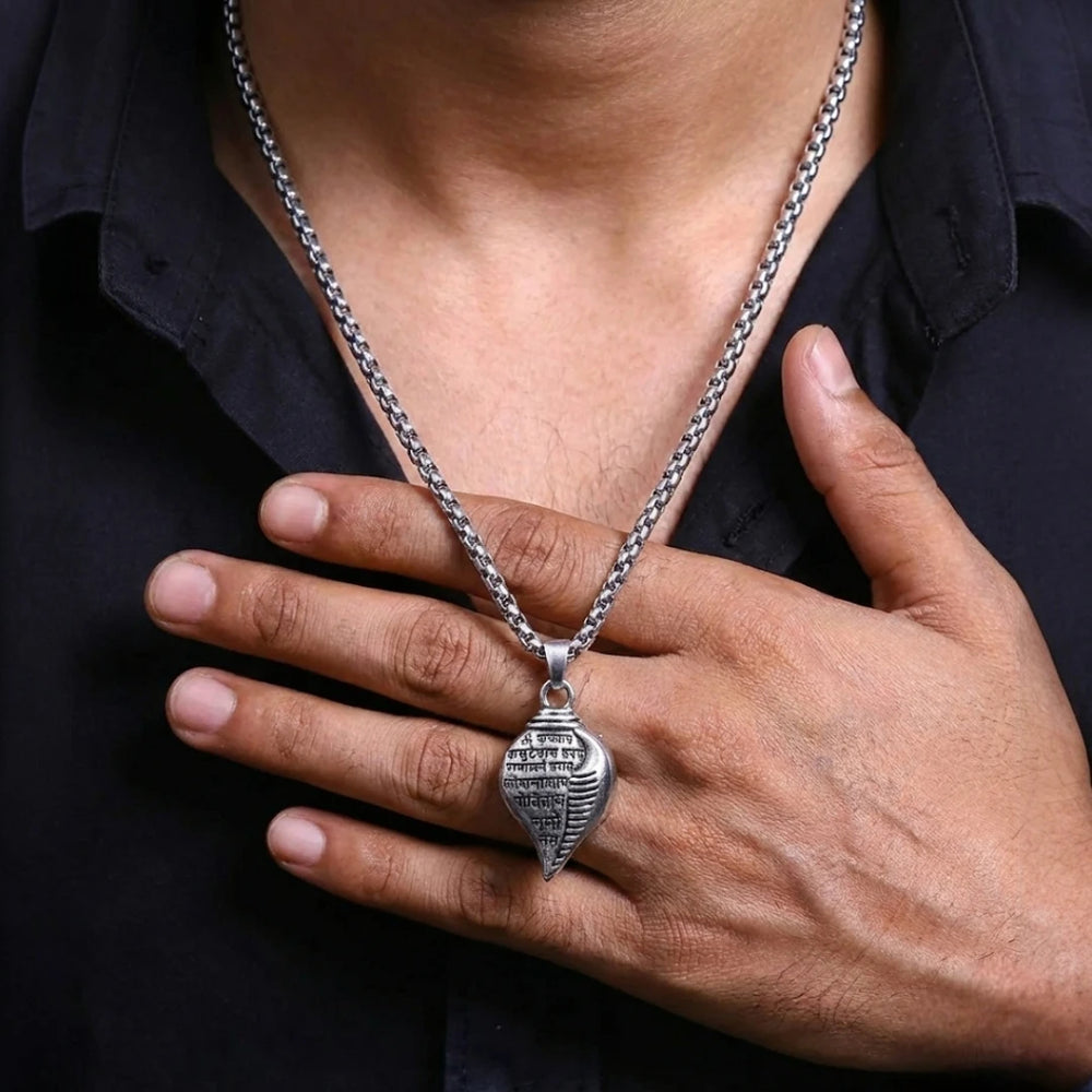 Krishna Vasudevaya Mantra Shankh Pendant Necklace