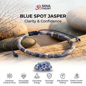 Blue Dot Natural Stone Bracelet For Focus, Protection, and Inner Calm — worn on wrist