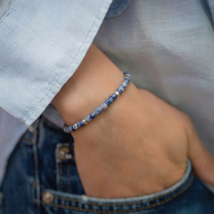 Blue Dot Natural Stone Bracelet For Focus, Protection, and Inner Calm