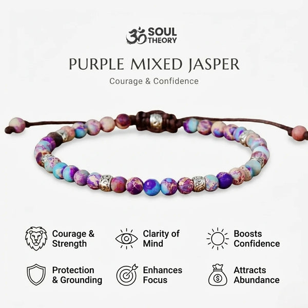 Tibetan Energy Purple Imperial Jasper Natural Stone Bracelet