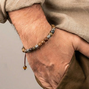 Tibetan Warrior Natural Stone Bracelet - detail view