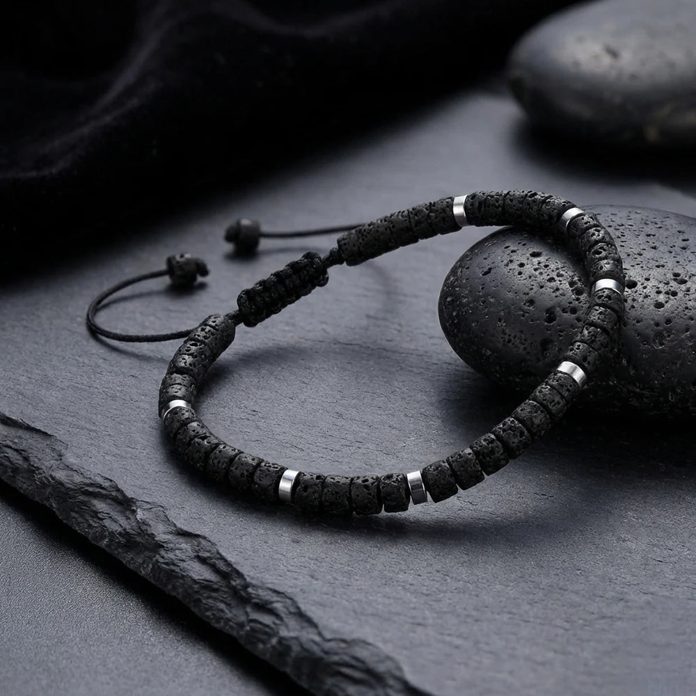 Lava Rock Natural Stone Bracelet for Grounding, Strength, and Energy