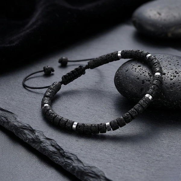 Lava Rock Natural Stone Bracelet for Grounding, Strength, and Energy
