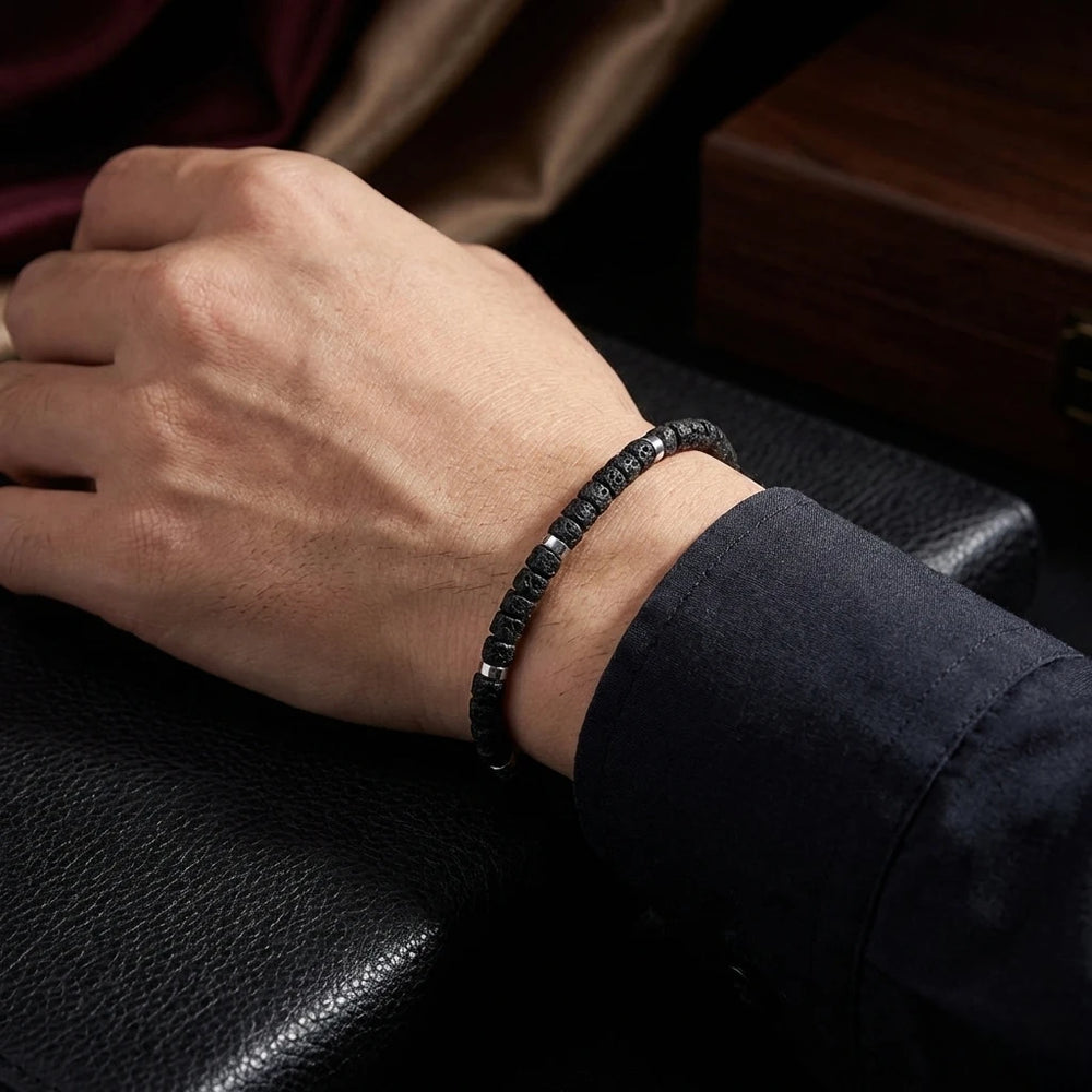 Lava Rock Natural Stone Bracelet for Grounding, Strength, and Energy