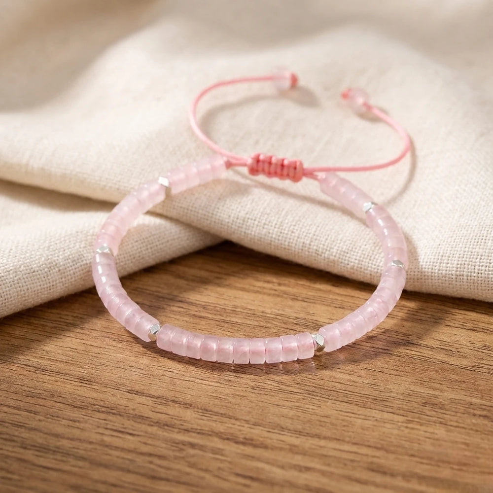 Rose Quartz Natural Stone Bracelet for Love, Compassion, and Emotional Healing
