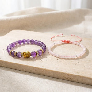 Couple Prem & Shanti Combo – His Calm x Her Love (Amethyst & Rose Quartz)