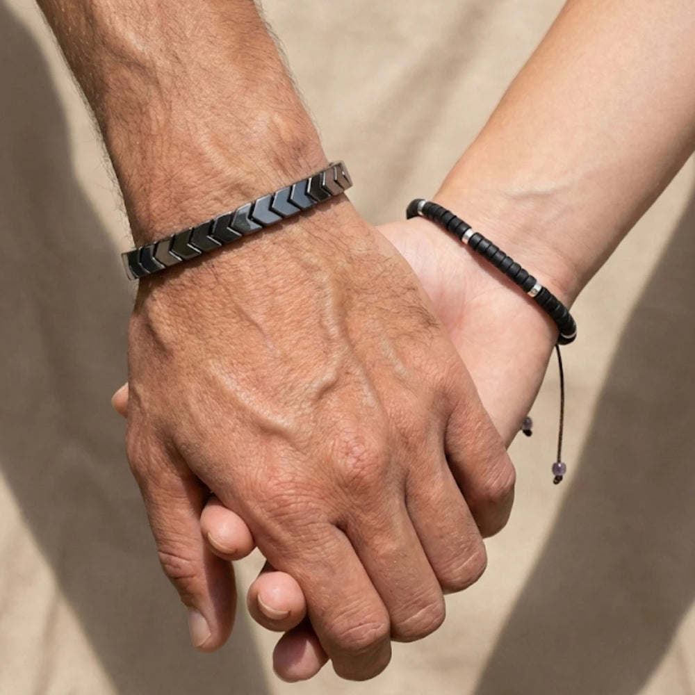 Nazar Suraksha: Black Onyx & Hematite Protection Couple Combo