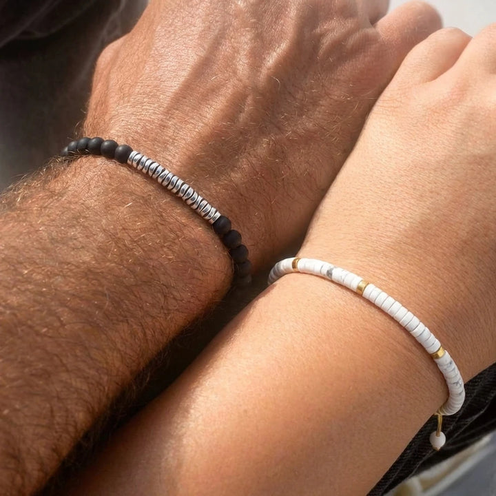 Distance Couple Set: Black Onyx & White Howlite Connection Couple Combo - Soultheory certified
