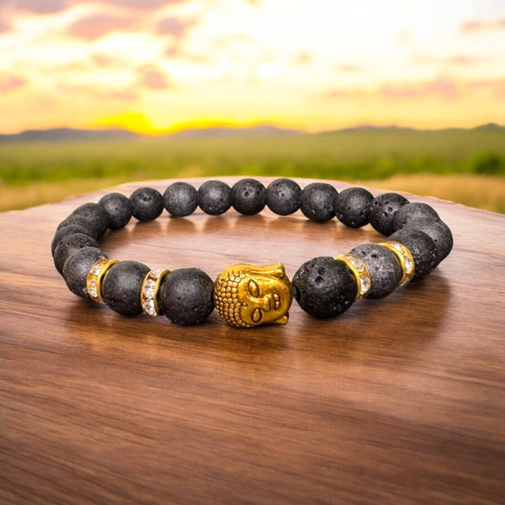 Lava Rock Natural Stone Buddha Bracelet