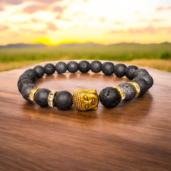 Lava Rock Natural Stone Buddha Bracelet