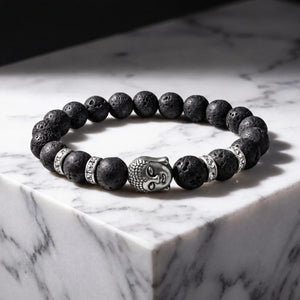 Lava Rock Natural Stone Buddha Bracelet - Soultheory certified