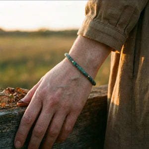 African Turquoise Natural Stone Bracelet – Stone of Evolution & Strength — detail view