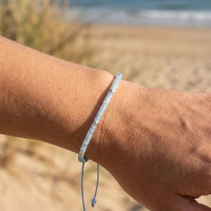 Aquamarine Natural Stone Bracelet – Stone of Serenity, Clarity, and Protection — detail view