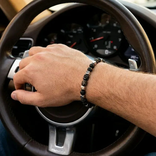 Black Onyx Stainless Steel Natural Stone Bracelet
