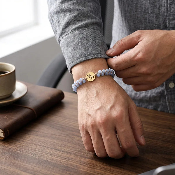 Pisces Zodiac Symbol Sign Energy Stone Bracelet