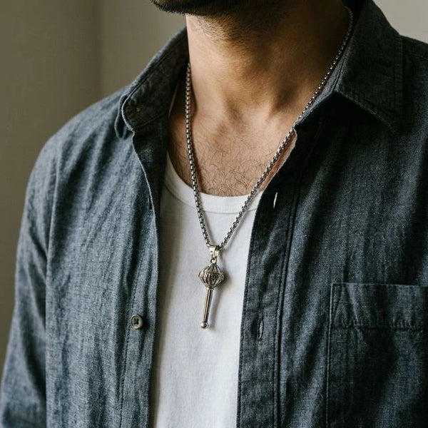 Hanuman Ji Gada Pendant Necklace — detail view