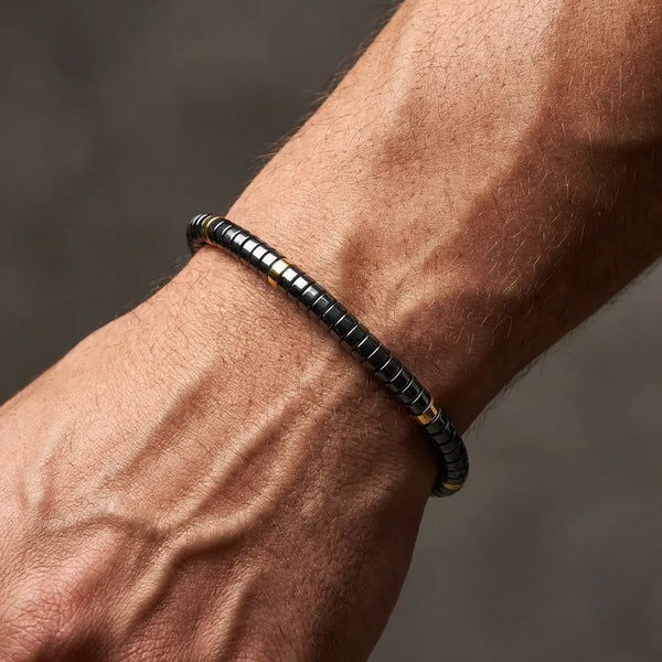 Hematite Natural Stone Bracelet for Grounding, Focus, and Protection