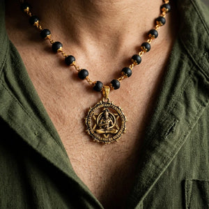 Karungali Necklace with Hanuman Gold Plated Pendant