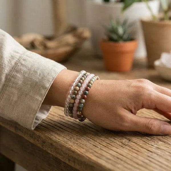 Libra Zodiac Energy Stone Stack of 4 Bracelet