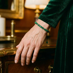 Malachite Natural Stone Bracelet for Stone of Protection, Transformation & Inner Strength — detail view