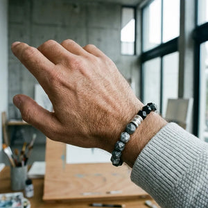 Map Stone & Obsidian Bracelet – Grounding, Stability & Inner Clarity