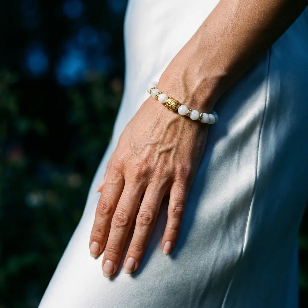 Moonstone Natural Stone Buddha Bracelet