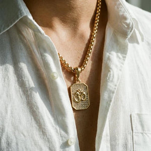 Om Diamond Pendant Necklace — detail view