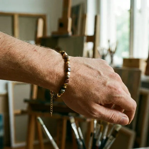 Picasso Jasper Stainless Steel Natural Stone Bracelet