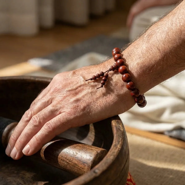 Original Red Sandalwood (Chandan) Bracelet — worn on wrist