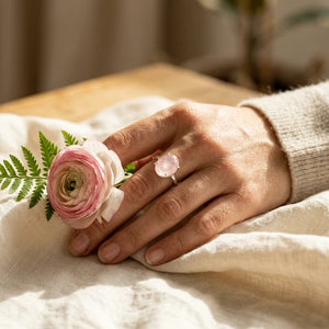 Natural Rose Quartz Stone Ring