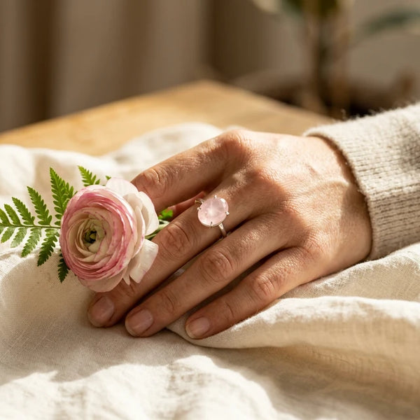 Natural Rose Quartz Stone Ring