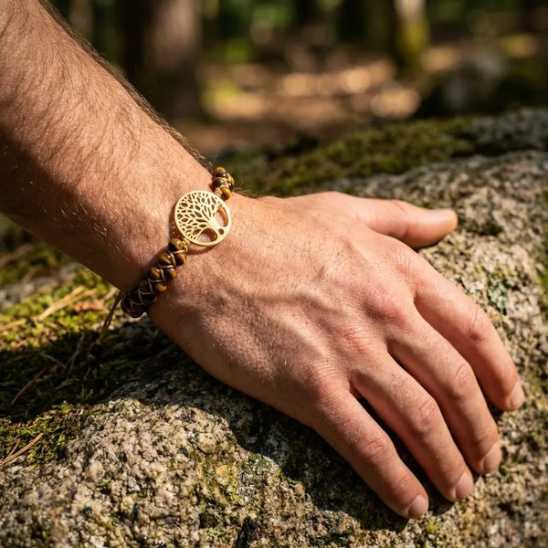 Tiger Eye Stone Tree of Life Bracelet